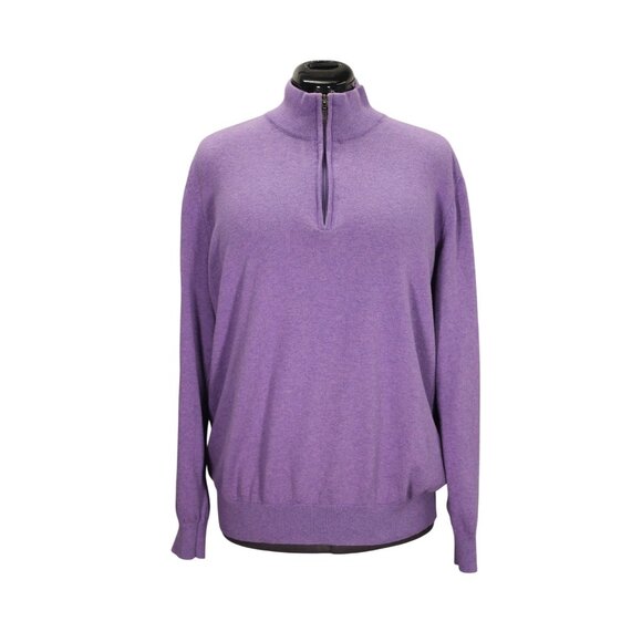 LL Bean Vintage 1/4 Zip Mock Neck Pullover Men’s Size XL Cashmere Blend‎ - Picture 2 of 11